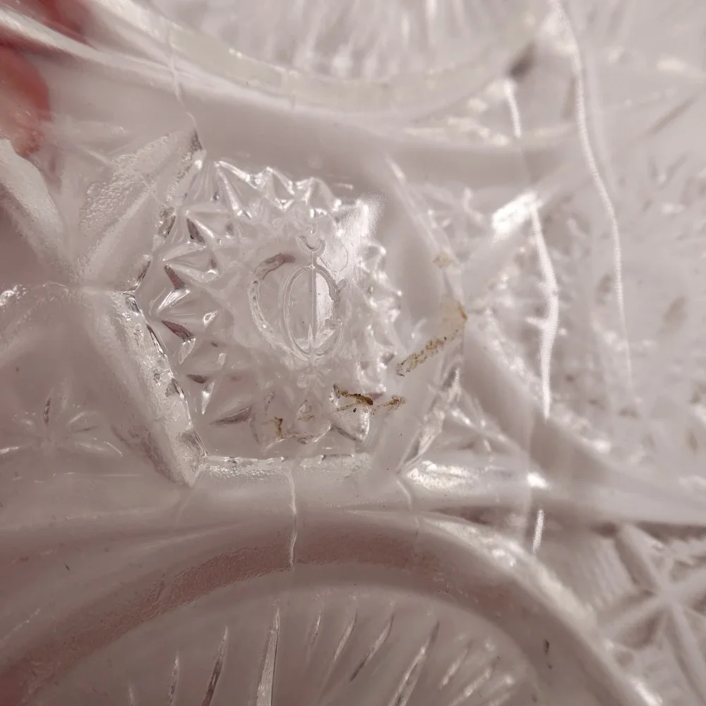 Vintage Cambridge Glass Crystal Dish Clear Scalloped Pinwheel Regencycore Decor